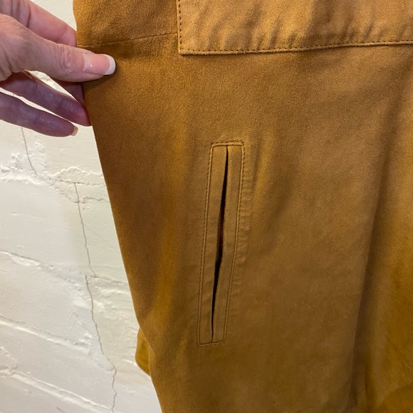 RR Serra Mens Tan Suede Cost 3/4 Length with Pockets Button Closure Lined - Picture 5 of 15